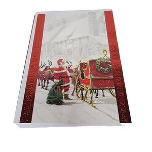 Lot of 12 Christmas Greeting Cards Santa Claus and Sleigh with Envelopes